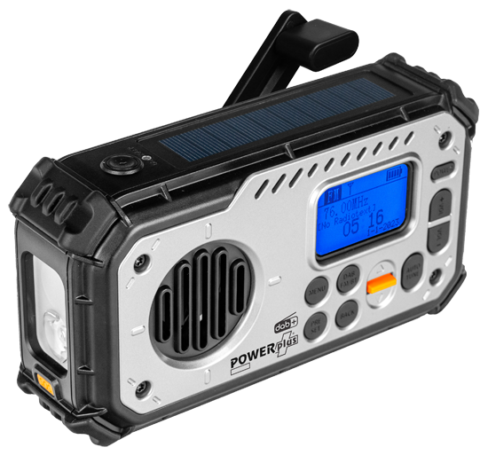 POWERplus Bison USB Solar Dynamo DAB+ UKW-Radio | Bluetooth-Lautsprecher | LED-Taschenlampe | Powerbank | SOS-Alarm | Uhr | Notfallfunk - Image 2